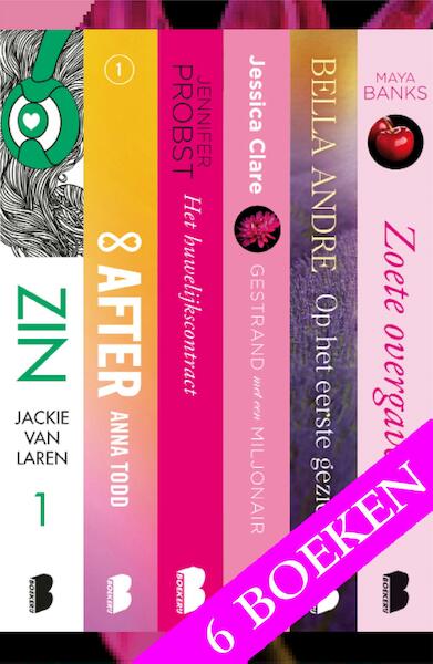 Zinderende liefdesromans, 6-in-1 bundel - Maya Banks, Bella Andre, Jessica Clare, Jennifer Probst, Anna Todd, Jackie van Laren (ISBN 9789402305548)